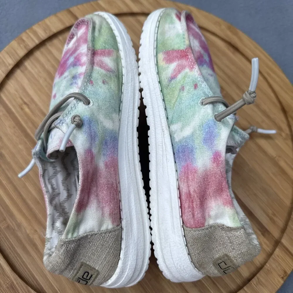 Hey Dude Wendy Boho Mandala Tie Dye‎ Slip On Shoes Youth Size K 13 Pink Green